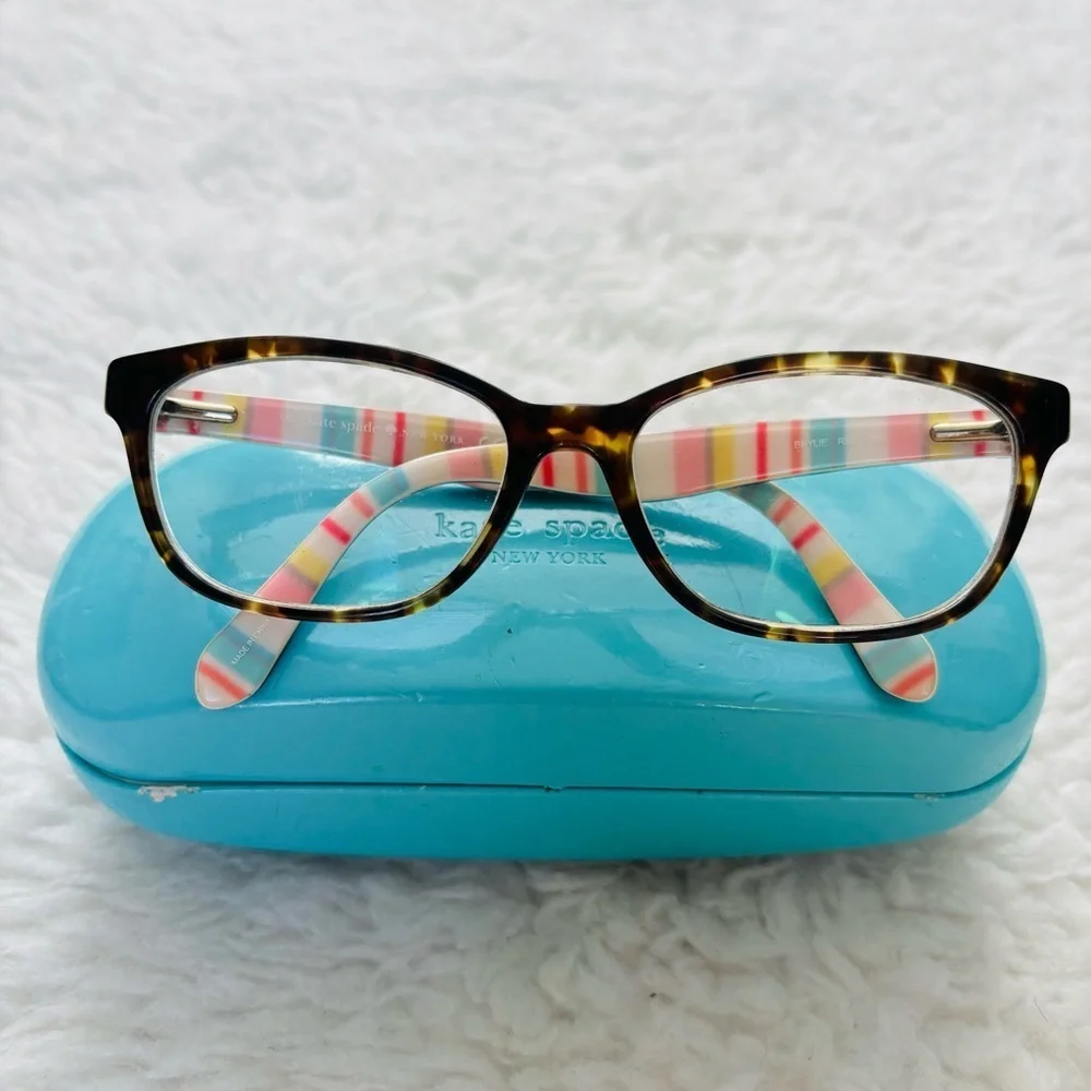 Kate Spade New York Dark Brown Tortoise/Multicolor Eyeglasses Frame only w/ Case